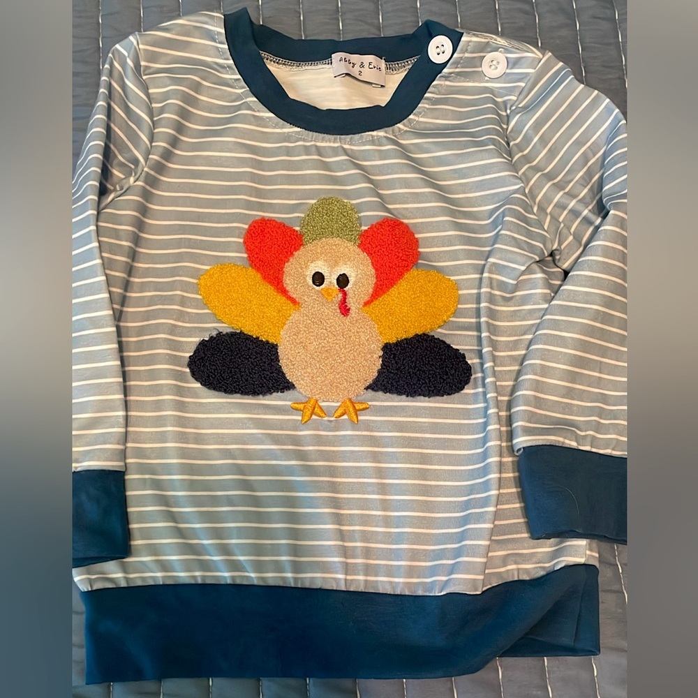 Striped Turkey Appliqué Toddler Shirt
